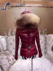 MONCLER TATIE JACKET with fox fur and elastic belt